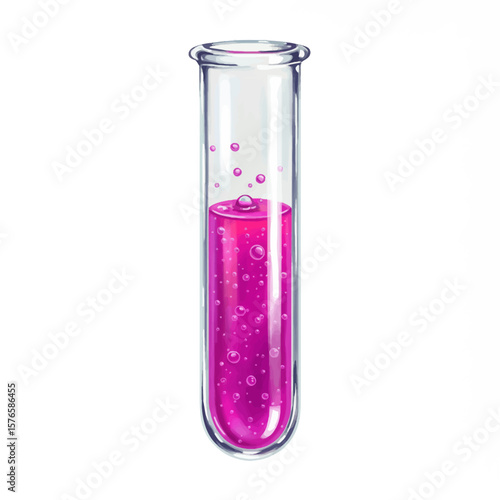 Vibrant Magenta Liquid in a Clear Test Tube Detailed Illustration.