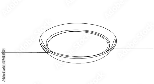 Line art illustration of a painted ceramic plate design  