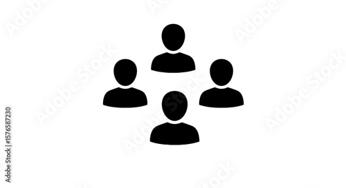 Silhouette of four people grouped together in a minimal design  