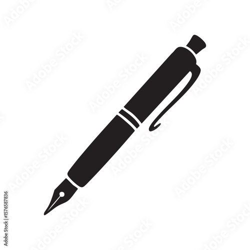 Elegant Fountain Pen Vector Illustration Isolated On White Background