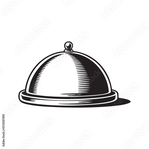 Food Serving Dome Cloche Illustration Classic Vector Design