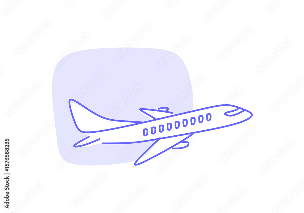 Fototapeta premium minimalist line art illustration of an airplane in flight, symbolizing travel, transportation, aviation, and global connectivity.