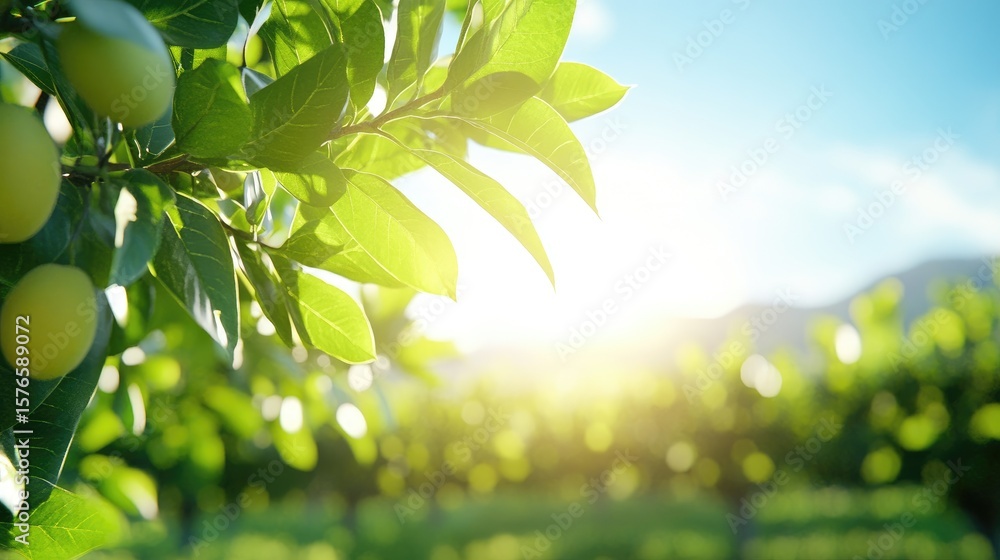 Obraz premium Sunny orchard foliage
