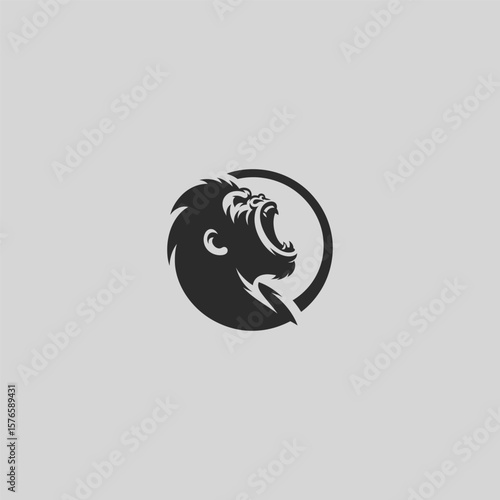 Screaming gorilla logo in strong and expressive silhouette design.