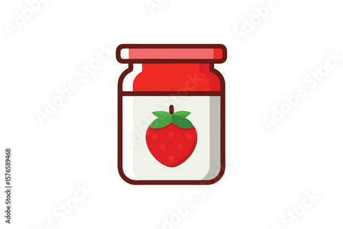 Jar Of Strawberry Jam Icon Vector On White Background