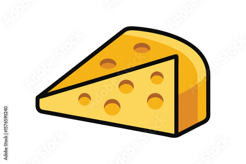 Slice Of Swiss Cheese Icon Vector Cartoon On White