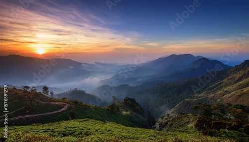 kodaikanal offers breathtaking views at dawn with soft light enhancing the peaks and valleys gentle mist cloaks the distant mountains creating a tranquil atmosphere
