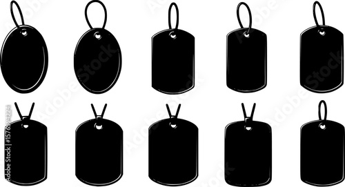 vector set of different dog tags isolated on white