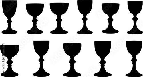 vector set of different chalices isolated on white

