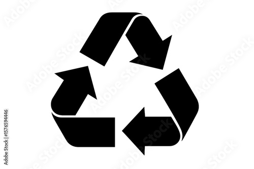 Recycle symbol vector icon. Black recycling sign with three arrows. Eco-friendly concept for ecology and environment. Reduce, reuse, recycle. Sustainable waste management.