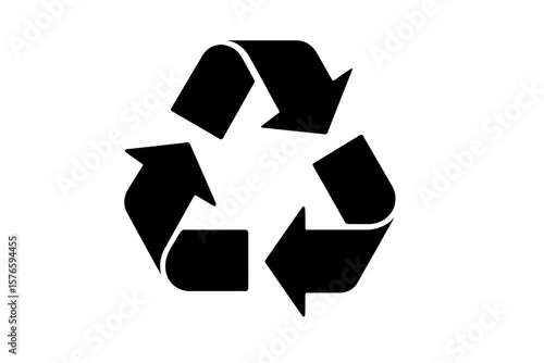 Black recycle icon. Recycling symbol. Three arrows. Environmental conservation. Sustainability concept. Waste management. Ecological protection. Reduce, reuse, recycle. Green.