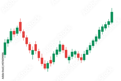 Candlestick trading chart for stock market and crypto investment analysis. Forex graph with bullish and bearish trend. Financial trade data, economy report vector illustration.
