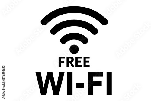 Free Wi-Fi Symbol Icon. Wireless Internet Connection Sign. Black WiFi Signal Logo. Free Public Network Access. Vector Illustration for Cafe, Restaurant, Hotel, Airport, Office, Transparent Background