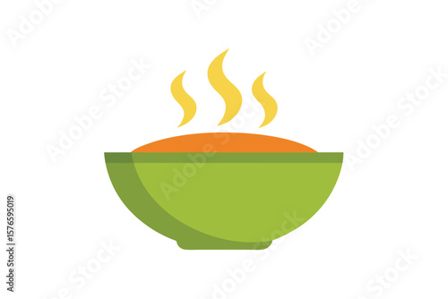 Bowl Of Soup With Steam Icon Vector Cartoon Flat