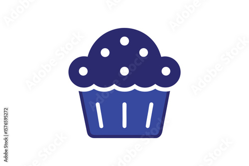 Blueberry Muffin Icon Vector Bakery Style On White