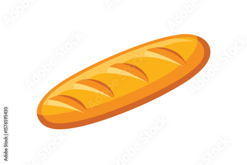 Baguette Bread Icon Vector Cartoon Bakery Style On White