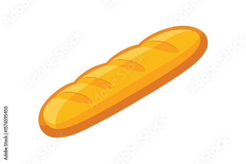 Baguette Bread Icon Vector Cartoon Bakery Style On White