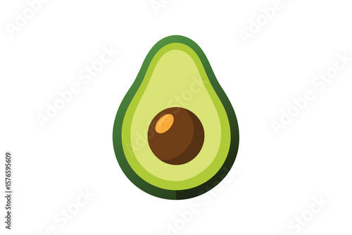 Avocado Cut Open With Pit Icon Vector On White