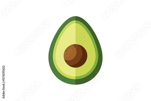 Avocado Cut Open With Pit Icon Vector On White