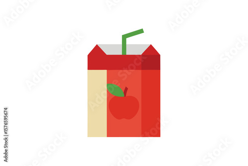 Apple Juice Box Icon Vector Flat Style On White