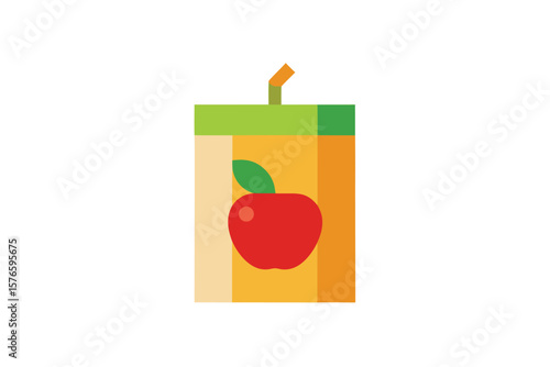 Apple Juice Box Icon Vector Flat Style On White