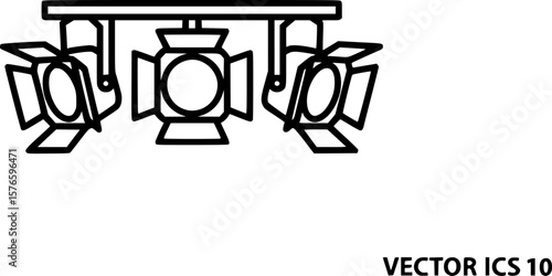 Theater stage lights outline icon vector
