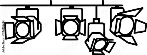 Theater stage lights outline icon vector
