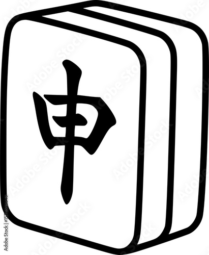 Mahjong tiles outline icon vector
