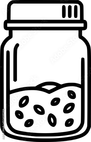 Overnight oats jar outline icon vector
