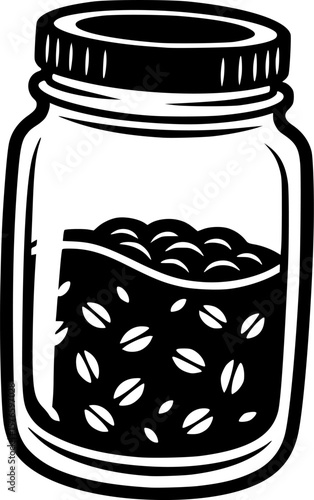 Overnight oats jar outline icon vector
