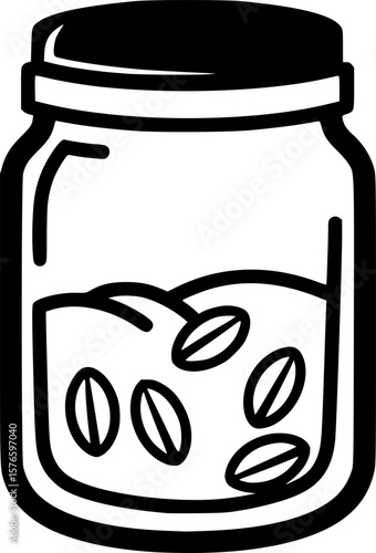 Overnight oats jar outline icon vector
