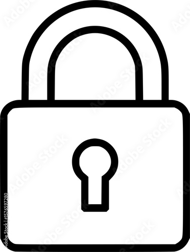 Padlock outline icon vector
