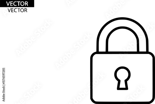 Padlock outline icon vector
