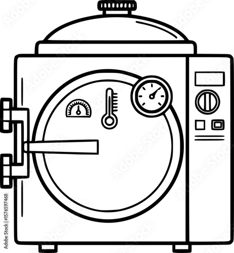 Autoclave sterilizer outline icon vector
