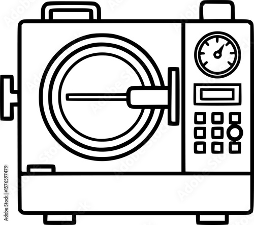 Autoclave sterilizer outline icon vector

