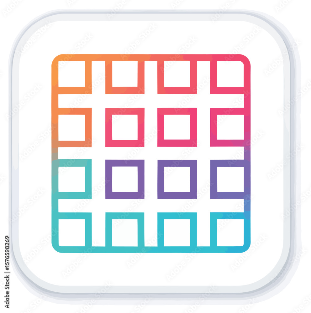 Abstract Waffle Icon: A vibrant and colorful illustration of a waffle, with a minimalist design. The image showcases a square waffle, with a subtle gradient in hues. Abstract Waffle Icon: A vibrant and colorful illustration of a waffle, with a minimalist design. The image showcases a square waffle, with a subtle gradient in hues.