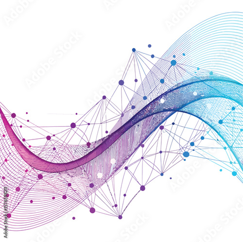 Digital Flow: An abstract, interconnected network of lines and dots forms a dynamic visual narrative, symbolizing data flow, communication, and technological advancement.