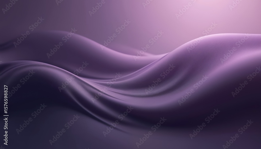 Obraz premium Abstract illustration features flowing waves of deep violet, soft lavender fabric. Smooth, elegant gradient background with subtle texture. Sophisticated, modern design ideal for digital wallpaper,