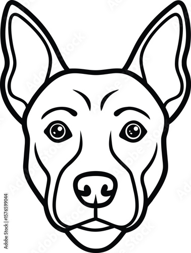 Elegant Line Art Dog Portrait Canine Head Illustration