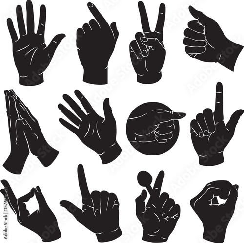 Collection of Hand Gestures Silhouettes Illustrations
