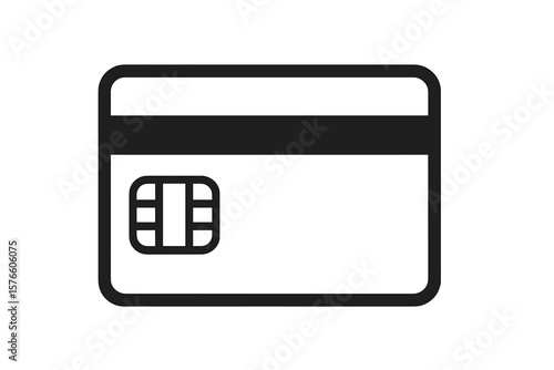 Modern Credit Card Icon with Chip. ATM Bank Card Symbol. Secure Payment Method. Contactless Debit Card Illustration. Financial Transaction. Vector Isolated on Transparent Background.