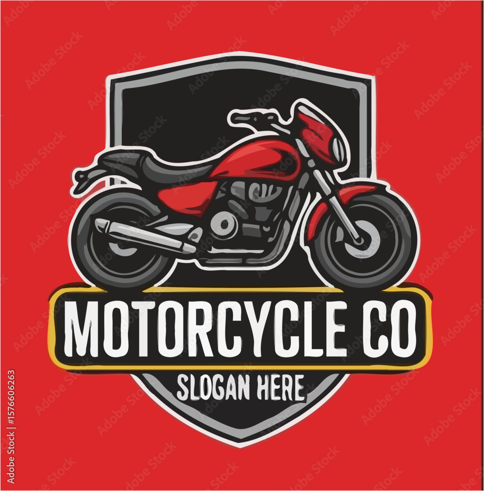 Obraz premium bold retro-style motorcycle logos, each in a badge design, perfect for biker brands or garages. 