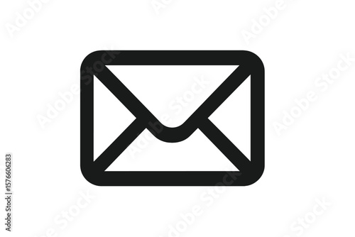 Email Envelope Icon. Mail Symbol for App, UI, Website, Web Design. Black Outline Vector Illustration. Communication, Message, Notification, Digital Correspondence, Isolated Graphic