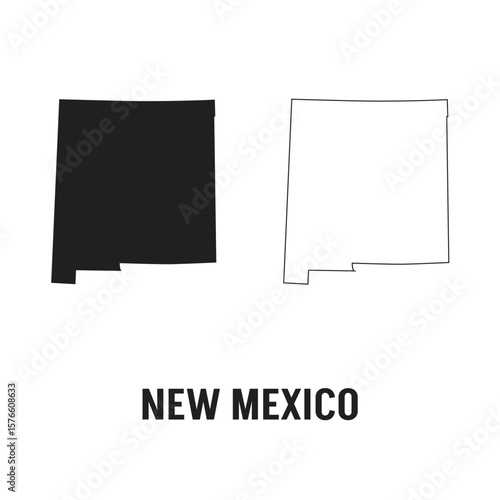 New Mexico state of USA. New Mexico flag and territory. States of America territory on white background. Separate states. Vector illustration