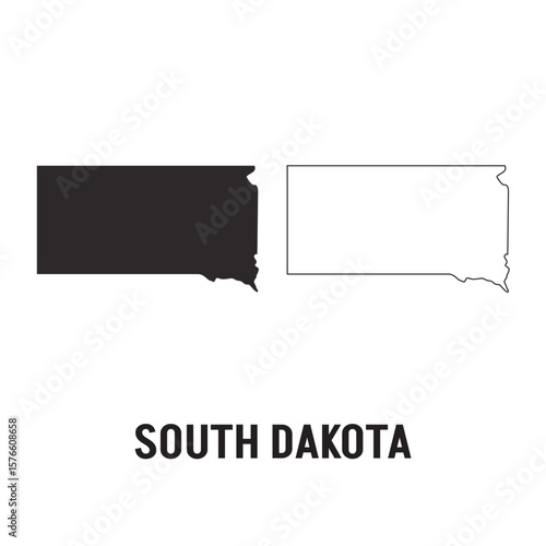 South Dakota State Silhouette - Black SVG Map of South Dakota Shape for Graphic Design and Art Projects