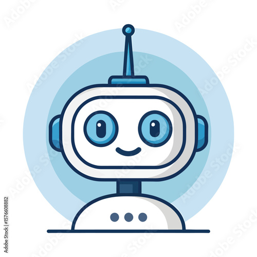 Friendly Robot Icon: A cheerful robot design with a modern and approachable aesthetic, Perfect for conveying themes of innovation and technological advancement.