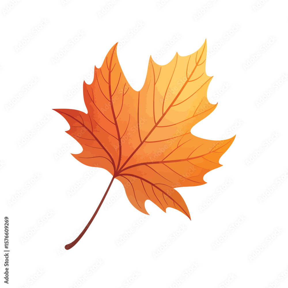 Fototapeta premium Autumn Leaf's Warm Embrace: a stunning close-up of a vibrant maple leaf in full autumnal glory, showcasing intricate details and rich warm colors.