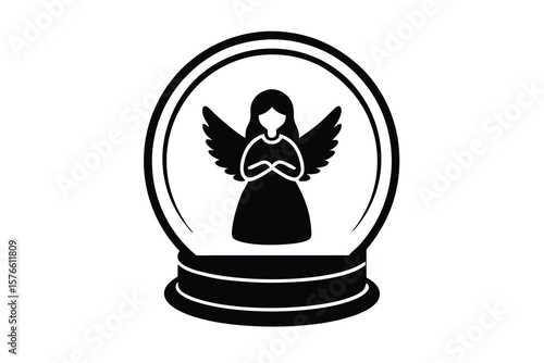 ange snow globe vector icon