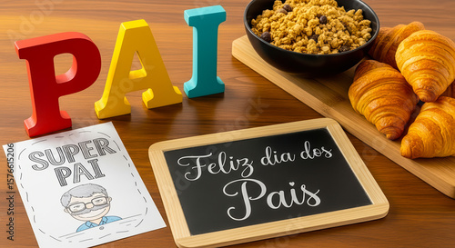 Father's Day breakfast setting with 