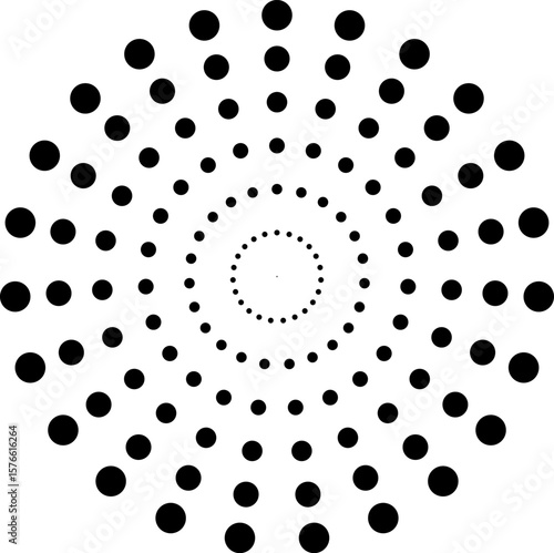 concentrated circles of red, black and gray, halftone, vector